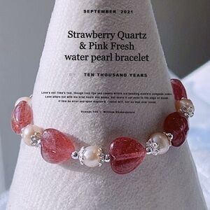 Strawberry Quartz 
& Pink Fresh 
water pearl bracelet
